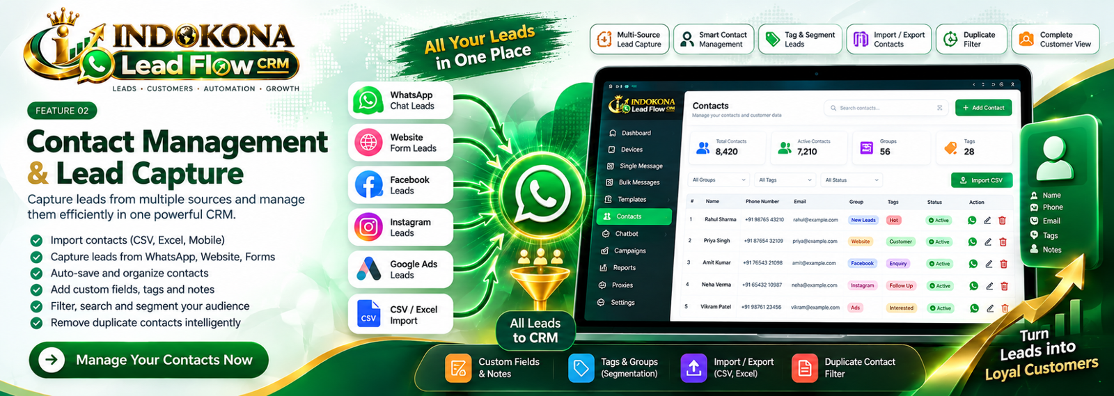 INDOKONA Lead Flow CRM — Contact Management